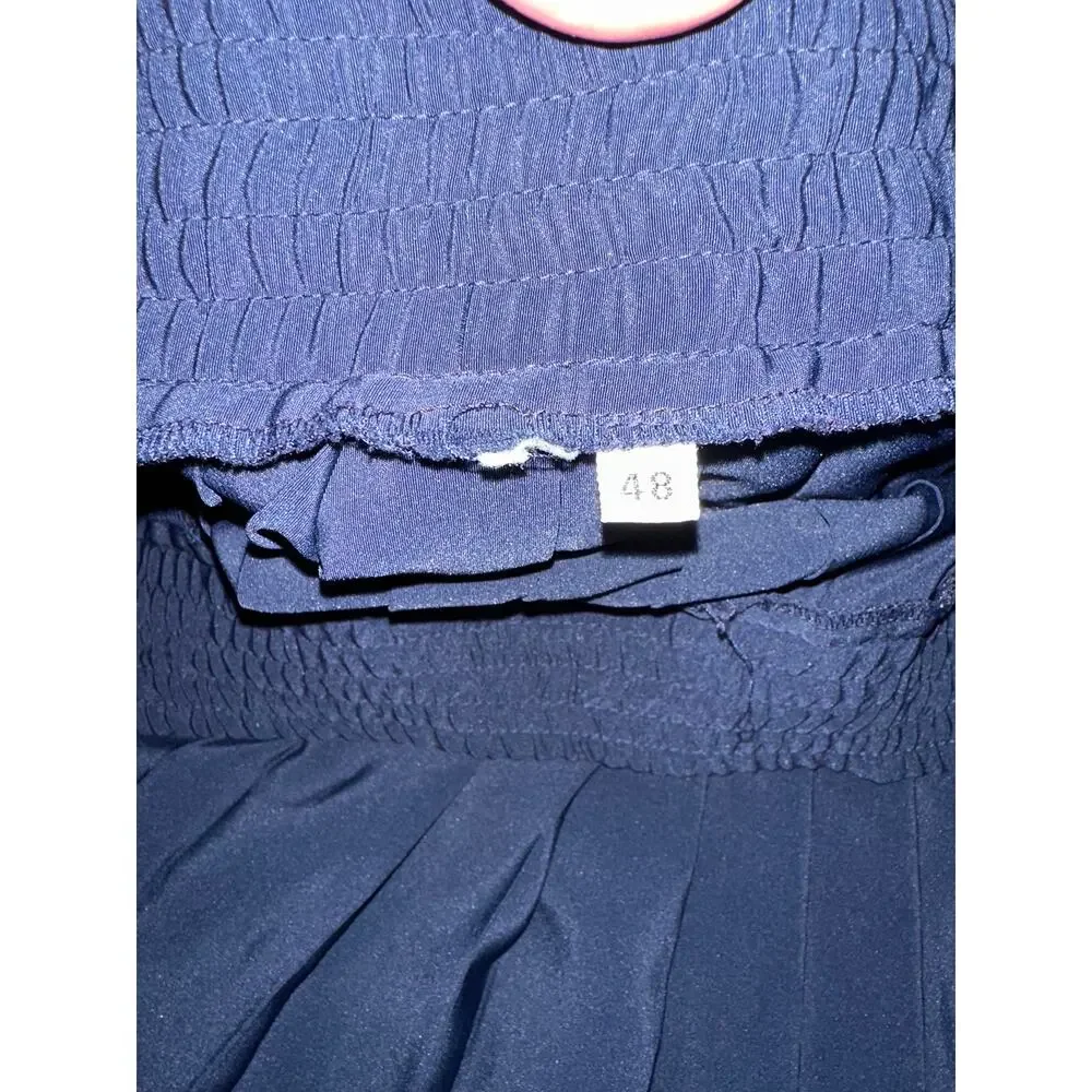 Acadamia Preppy Cottagecore Navy Blue Pleated Skirt